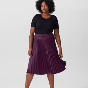 NWT Universal Standard Cybele Pleated Midi Skirt Satin Potent Purple Size 2XS